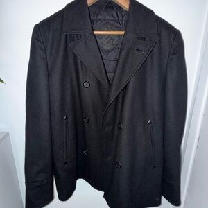 Black Rivet Men's Double-Breasted Peacoat